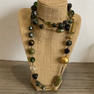 Express Green and Gold Beaded Necklace